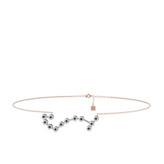 Scorpio Halhal - Ametist 14 ayar beyaz altın bilezik (20 cm rose altın rolo zincir) #1q35324