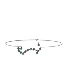 Scorpio Halhal - Yeşil kuvars 925 ayar siyah rodyum kaplama gümüş bilezik (20 cm gümüş rolo zincir) #1rsbefg