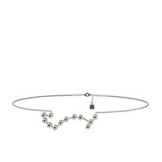 Scorpio Halhal - Peridot 8 ayar beyaz altın bilezik (20 cm gümüş rolo zincir) #1rvjrts