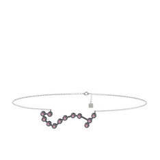 Scorpio Halhal - Pembe kuvars 925 ayar siyah rodyum kaplama gümüş bilezik (20 cm beyaz altın rolo zincir) #1rykvlc