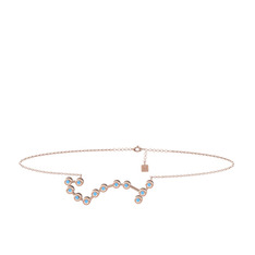 Akuamarin 925 ayar rose altın kaplama gümüş bilezik (20 cm rose altın rolo zincir)