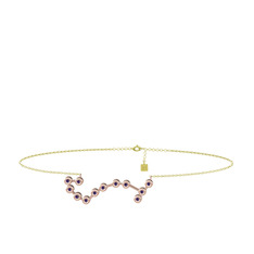 Scorpio Halhal - Ametist 18 ayar rose altın bilezik (20 cm altın rolo zincir) #1ttgi4u