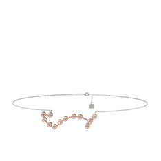 Swarovski 925 ayar rose altın kaplama gümüş bilezik (20 cm beyaz altın rolo zincir)