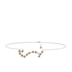 Scorpio Halhal - Yeşil kuvars 14 ayar rose altın bilezik (20 cm beyaz altın rolo zincir) #925h6h