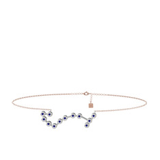 Scorpio Halhal - Lab safir 18 ayar beyaz altın bilezik (20 cm rose altın rolo zincir) #e6hmgm