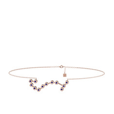 Scorpio Halhal - Lab safir 14 ayar rose altın bilezik (20 cm rose altın rolo zincir) #f9ugmu