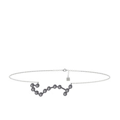 Scorpio Halhal - Beyaz zirkon 925 ayar siyah rodyum kaplama gümüş bilezik (20 cm gümüş rolo zincir) #iodm4t