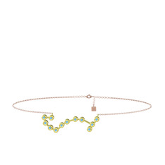Scorpio Halhal - Akuamarin 8 ayar altın bilezik (20 cm rose altın rolo zincir) #luj4nr