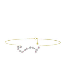 Scorpio Halhal - Pembe kuvars 18 ayar beyaz altın bilezik (20 cm altın rolo zincir) #ot1fqw