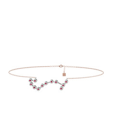 Rodolit garnet 8 ayar beyaz altın bilezik (20 cm rose altın rolo zincir)