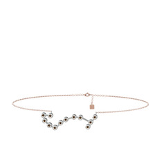 Scorpio Halhal - Dumanlı kuvars 18 ayar beyaz altın bilezik (20 cm rose altın rolo zincir) #r7c5yv