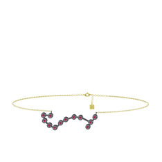 Scorpio Halhal - Rodolit garnet 925 ayar siyah rodyum kaplama gümüş bilezik (20 cm altın rolo zincir) #t7g1qa