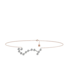 Scorpio Halhal - Pırlanta 14 ayar beyaz altın bilezik (0.132 karat, 20 cm rose altın rolo zincir) #vhtzgy