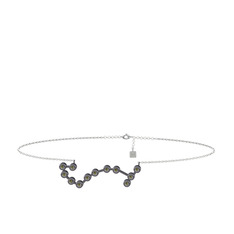 Scorpio Halhal - Peridot 925 ayar siyah rodyum kaplama gümüş bilezik (20 cm beyaz altın rolo zincir) #vis6ex