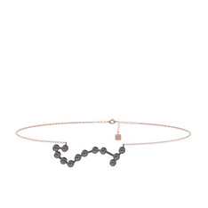 Scorpio Halhal - Peridot 925 ayar siyah rodyum kaplama gümüş bilezik (20 cm rose altın rolo zincir) #x0b04g