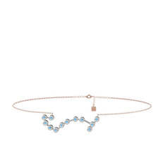 Akuamarin 925 ayar gümüş bilezik (20 cm rose altın rolo zincir)