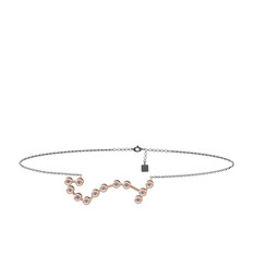 Pırlanta 18 ayar rose altın bilezik (0.132 karat, 20 cm gümüş rolo zincir)