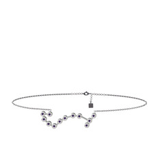 Scorpio Halhal - Ametist 8 ayar beyaz altın bilezik (20 cm gümüş rolo zincir) #yjqghj