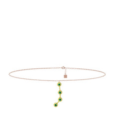 Aries Halhal - Yeşil kuvars 8 ayar altın bilezik (20 cm rose altın rolo zincir) #107sl4b
