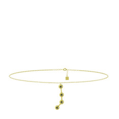 Aries Halhal - Peridot 14 ayar altın bilezik (20 cm altın rolo zincir) #121x004