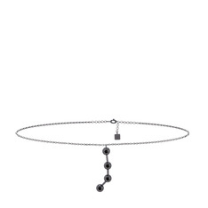 Aries Halhal - Siyah zirkon 925 ayar siyah rodyum kaplama gümüş bilezik (20 cm gümüş rolo zincir) #1539pje