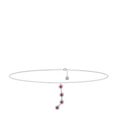 Aries Halhal - Rodolit garnet 925 ayar gümüş bilezik (20 cm beyaz altın rolo zincir) #158af5y