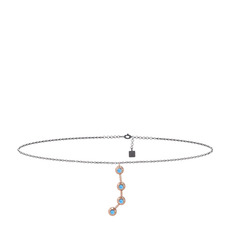 Aries Halhal - Akuamarin 925 ayar rose altın kaplama gümüş bilezik (20 cm gümüş rolo zincir) #1673vc