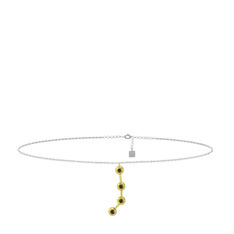 Aries Halhal - Dumanlı kuvars 8 ayar altın bilezik (20 cm beyaz altın rolo zincir) #177poki