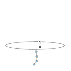 Akuamarin 925 ayar gümüş bilezik (20 cm gümüş rolo zincir)