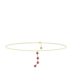 Aries Halhal - Rodolit garnet 14 ayar rose altın bilezik (20 cm gümüş rolo zincir) #1c6q966