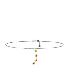 Rodolit garnet 14 ayar altın bilezik (20 cm gümüş rolo zincir)