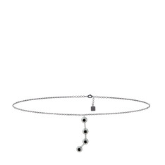 Aries Halhal - Siyah zirkon 18 ayar beyaz altın bilezik (20 cm gümüş rolo zincir) #1cqzyjx