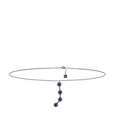 Aries Halhal - Lab safir 925 ayar siyah rodyum kaplama gümüş bilezik (20 cm gümüş rolo zincir) #1eit2m6