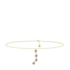 Pırlanta 14 ayar rose altın bilezik (0.044 karat, 20 cm altın rolo zincir)