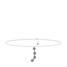 Aries Halhal - Swarovski 925 ayar siyah rodyum kaplama gümüş bilezik (20 cm beyaz altın rolo zincir) #1fxjykz