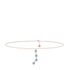 Aries Halhal - Akuamarin 18 ayar beyaz altın bilezik (20 cm rose altın rolo zincir) #1grodza