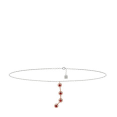 Aries Halhal - Garnet 8 ayar rose altın bilezik (20 cm beyaz altın rolo zincir) #1gu1h6x