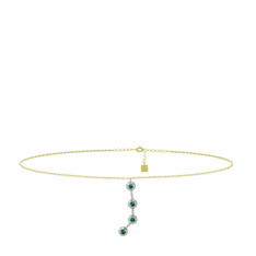 Aries Halhal - Yeşil kuvars 14 ayar beyaz altın bilezik (20 cm altın rolo zincir) #1hb17va