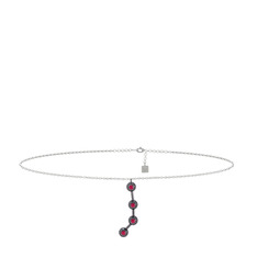 Aries Halhal - Rodolit garnet 925 ayar siyah rodyum kaplama gümüş bilezik (20 cm beyaz altın rolo zincir) #1i4i5eb