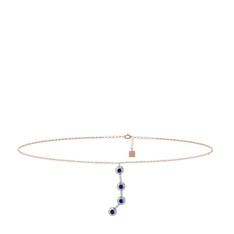 Lab safir 18 ayar beyaz altın bilezik (20 cm rose altın rolo zincir)