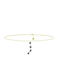 Siyah zirkon 925 ayar gümüş bilezik (20 cm altın rolo zincir)