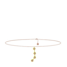 Aries Halhal - Pembe kuvars 925 ayar altın kaplama gümüş bilezik (20 cm rose altın rolo zincir) #1mhonbn