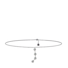 Beyaz zirkon 8 ayar beyaz altın bilezik (20 cm gümüş rolo zincir)