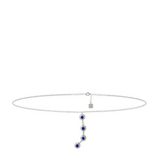 Lab safir 925 ayar gümüş bilezik (20 cm beyaz altın rolo zincir)