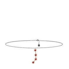Aries Halhal - Garnet 18 ayar rose altın bilezik (20 cm gümüş rolo zincir) #1shj7b