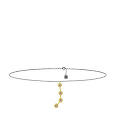 Pembe kuvars 925 ayar altın kaplama gümüş bilezik (20 cm gümüş rolo zincir)