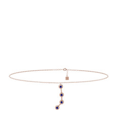 Lab safir 8 ayar rose altın bilezik (20 cm gümüş rolo zincir)