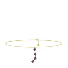 Aries Halhal - Rodolit garnet 925 ayar siyah rodyum kaplama gümüş bilezik (20 cm altın rolo zincir) #1ve4hwp