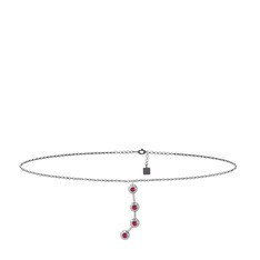 Aries Halhal - Rodolit garnet 14 ayar beyaz altın bilezik (20 cm gümüş rolo zincir) #1xgvaqy