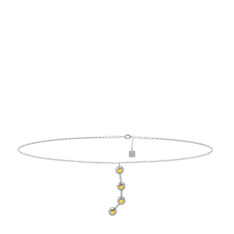 Aries Halhal - Sitrin 8 ayar beyaz altın bilezik (20 cm gümüş rolo zincir) #1y0uda0